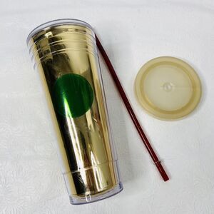 Starbucks Cold Cup Gold Foil Green Dot